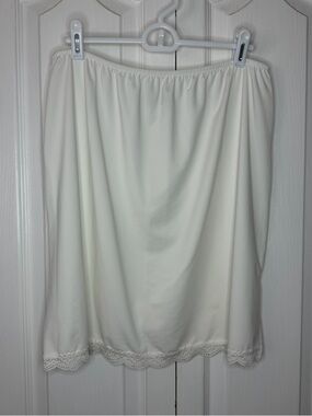 George Ivory Half Slip with Lace Hem side slit Large